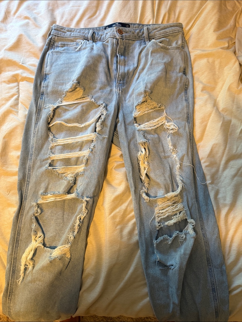 Hollister Light Blue Distressed Boyfriend Jeans